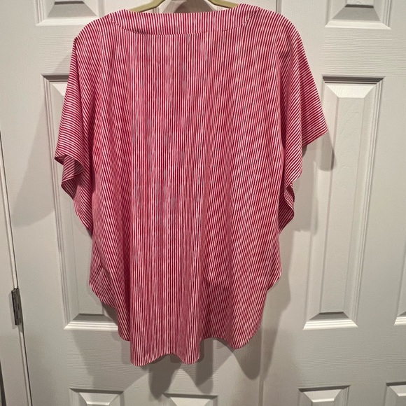 Chicos Brand red and white striped front tie blouse - Picture 7 of 7